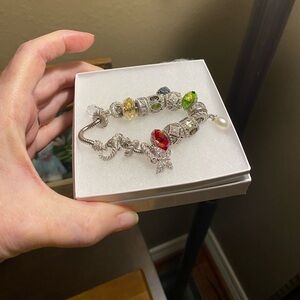 Judith Ripka Sterling and CZs Charm Bracelet with Multicolor Beads